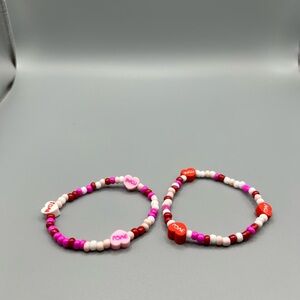 Colorful Beaded Valentine Bracelets 2 Set - HANDMADE - #187
